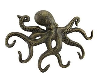 Swimming Octopus Antique Bronze Finish Decorative Wall Hook by SPI Home
