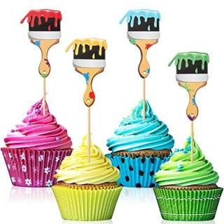 Paint Brush Cupcake Toppers Painting Party Cupcake Picks Toppers for Birthday Pa