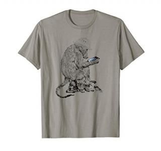 Funny Baboon with Tablet and Pith Helmet Animal T-shirt