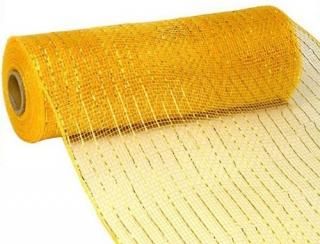 25cm x 10 yards 9.1m Gold - 25cm x 9.1m Deco Poly Mesh Ribbon - Metallic Gold RE