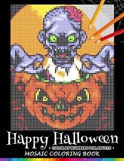 Happy Halloween Color by Numbers for Adults Mosaic Coloring Book Stress Relievin