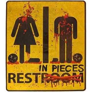 Skeleteen Bloody Restroom Sign Sticker - Halloween Haunted House and Horror Them