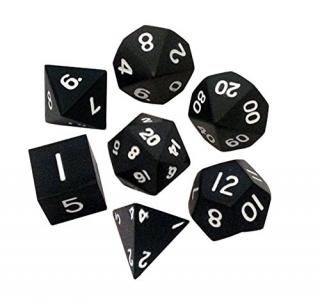 Metal Dice Polyhedral Set of 7 die 7 Black