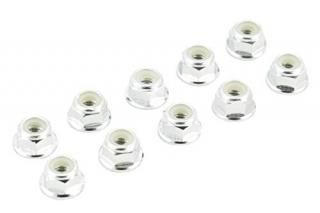 Silver - Apex RC Products 4mm Serrated Aluminium Nylon Wheel Nuts Set - 6 Colour