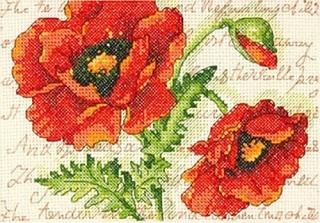 Poppy Pair Mini Counted Cross Stitch Kit-7X5 14 Count 