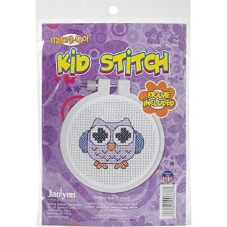 Kid Stitch Owl Mini Counted Cross Stitch Kit-3 Round 11 Count 