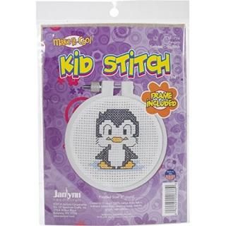 Kid Stitch Penguin Mini Counted Cross Stitch Kit-3 Round 11 Count 