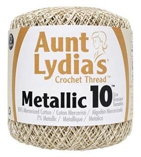 Aunt Lydia's Crochet Cotton Metallic Size 10-Natural/Gold 