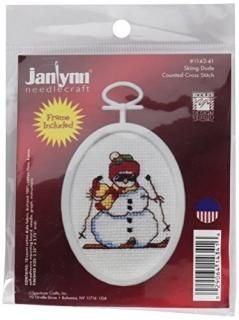 Skiing Dude Mini Counted Cross Stitch Kit-2.75 Oval 18 Count 