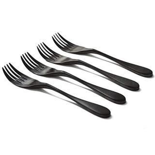 KNORK Titanium Coated Dinner Forks 4 Pack Black Matte