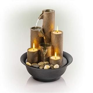 Alpine WCT202 Tiered Column Tabletop Fountain with 3-Candles