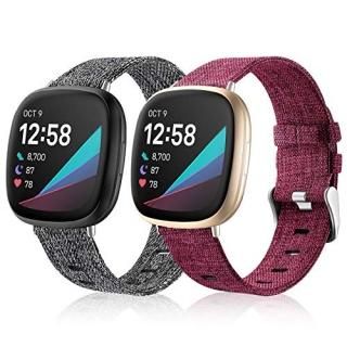 Maledan Compatible with Fitbit Sense and Versa 3 Bands for Women Men Soft Woven 