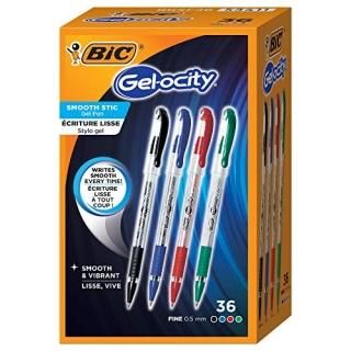BIC Gel-ocity Smooth Stic Gel Pen Fine Point 0.5mm Assorted Business Colors - Bo