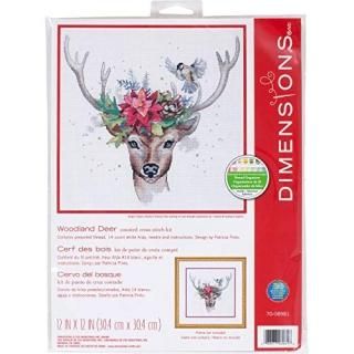 Dimensions Counted Kit Woodland Deer Christmas Cross Stitch 12'' x 12''