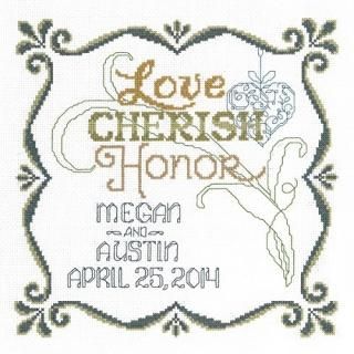 Honoring Marriage Wedding Record Counted Cross Stitch Kit-9.5x9.5 14 Count by M 
