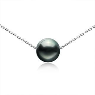 Tahitian Cultured Single Black Pearl 9-10mm 925 Sterling Silver Necklace Gifts f