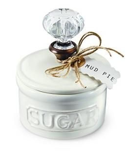 Mud Pie Door Knob Sugar Bowl White by Mud Pie