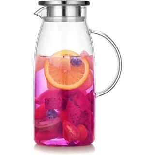 Artcome 1.8 Litre Hand Made Tea Glass Water Pitcher with Stainless Steel Straine