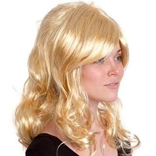 Skeleteen Curly Blond Wavy Wig - Long Curls Yellow Blonde Princess Goddess Wigs 