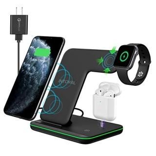 Intoval Wireless Charger 3 in 1 Charger for iPhone/iWatch/Airpods Qi-Certified C