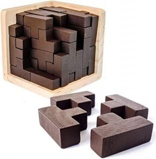 3D Wooden Brain Teaser Puzzle by Sharp Brain Zone. Genius Skills Builder T-Shape