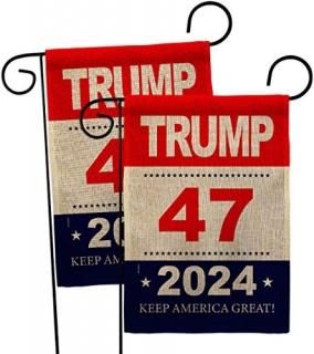 Trump Flag 46 Burlap Garden Flag 2pcs Pack Patriotic Vote Keep America President