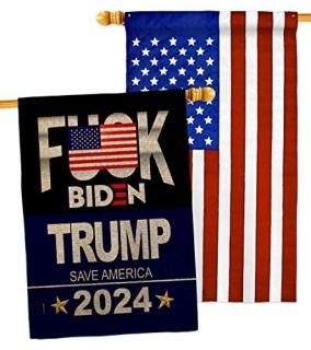 Trump Flag Fuck Biden Save America Burlap House Flag-Pack Patriotic Vote Preside