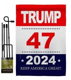 Trump Flag 46 Garden Flag Set with Stand Patriotic Vote Keep America President R