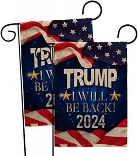 Trump Flag Will Be Back 2024 Burlap Garden Flag 2pcs Pack Patriotic Vote Preside