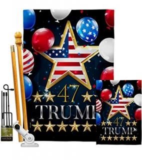 Trump Flag 46 Garden House Flag Kit Patriotic Vote Keep America President Republ