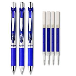 Pentel EnerGel Deluxe RTX Liquid Gel Ink Pen Set Kit Pack of 3 with 4 Refills Bl