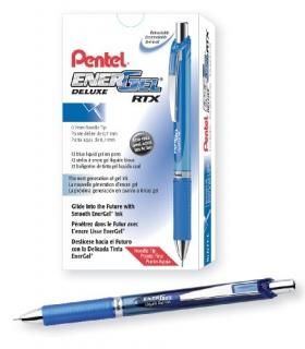 Pentel EnerGel Deluxe RTX Retractable Liquid Gel Pen Medium Line Needle Tip Blue