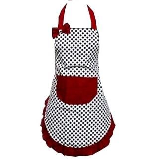 Hyzrz Hot Lovely Lady Cheap Black Dot Kitchen Flirty Canvas Restaurant Cake Apro