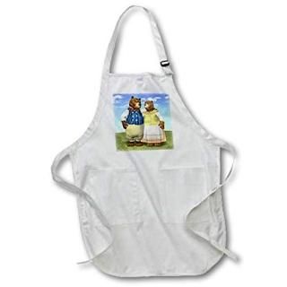 White-Full - 3dRose Papa and Mama Bear Full Length Apron 60cm by 80cm White With