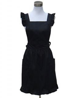 Black - Hyzrz Lovely White Retro Lady's Aprons for Women's Cake Kitchen Fashion 