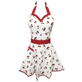 Bowbear 50s Vintage Retro Kitchen Apron for Women Cherries