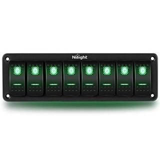 Nilight 8 Gang Rocker Switch Panel 5Pin On Off Toggle Switch Aluminum Holder 12V