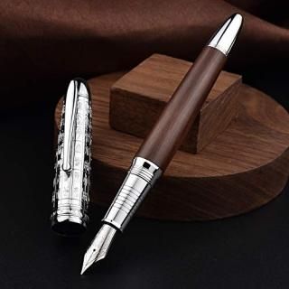Hongdian 6016 Natural Wood Fountain Pen Iridium Extra Fine Nib Writing Pen with 