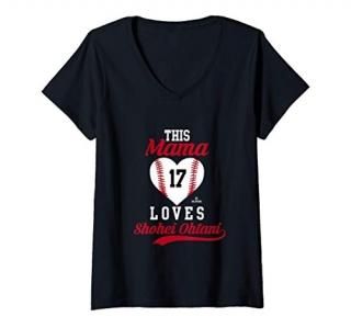 Womens This Mama Loves Shohei Ohtani Sports Apparel V-Neck T-Shirt