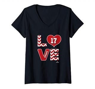Womens Shohei Ohtani Love Ball V-Neck T-Shirt