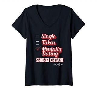 Womens Single Taken Mentally Dating Shohei Ohtani V-Neck T-Shirt