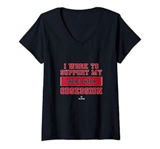 Womens I Work To Support My Shohei Ohtani Obsession Apparel V-Neck T-Shirt