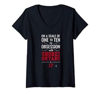 Womens Shohei Ohtani Scale of 1 to 10 Gameday V-Neck T-Shirt