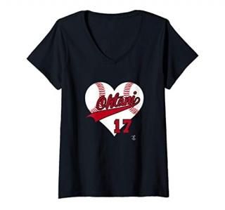 Womens Shohei Ohtani Baseball Heart Gameday V-Neck T-Shirt