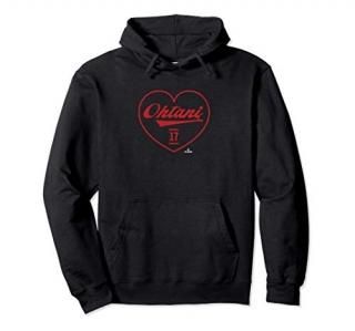 Shohei Ohtani Heart Print Love Graphic Apparel Pullover Hoodie