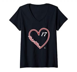 Womens Shohei Ohtani Heart Script Gameday V-Neck T-Shirt