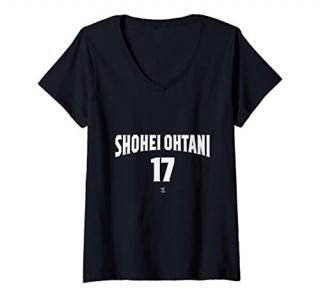 Womens Shohei Ohtani Warp Number Gameday V-Neck T-Shirt