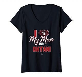 Womens Shohei Ohtani I love My Man Gameday V-Neck T-Shirt