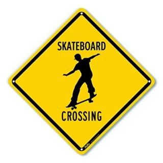 Petka Signs and Graphics PKAC-0158 Skateboard Crossing Aluminum Sign Black Text 