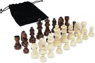 Da Vinci Staunton Wood Chess Pieces with 7.6cm King 32 Chessmen & Storage Bag